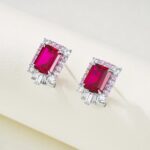 925 Silver Cultured Ruby Earrings ZHF-E1453R - Image 2
