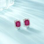 925 Silver Cultured Ruby Earrings ZHF-E1453R - Image 4