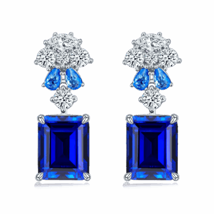 925 Silver Blue Sapphire Earrings - Model ZHF-E1454DB
