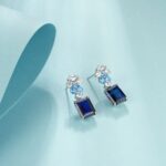 925 Silver Blue Sapphire Earrings - Model ZHF-E1454DB - Image 3