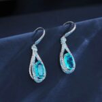 925 Silver Paraiba Color Glass Earrings ZHF-E1457SK - Image 4