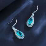 925 Silver Paraiba Color Glass Earrings ZHF-E1457SK - Image 3