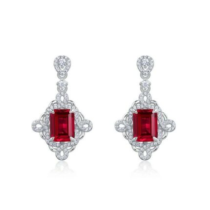 925 Silver Cultured Ruby Earrings ZHF-E1466R