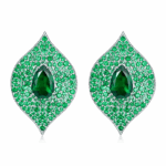 925 Silver Lab-Created Emerald Earrings - Model ZHF-E1472