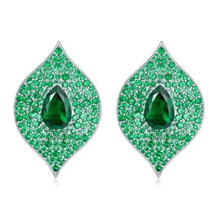 925 Silver Lab-Created Emerald Earrings - Model ZHF-E1472