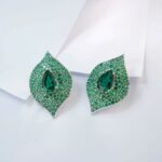 925 Silver Lab-Created Emerald Earrings - Model ZHF-E1472 - Image 3