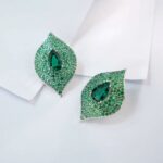 925 Silver Lab-Created Emerald Earrings - Model ZHF-E1472 - Image 4