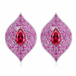 S925 Silver Lab-Created Ruby Earrings - Model ZHF-E1472R