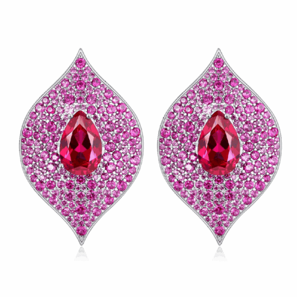 S925 Silver Lab-Created Ruby Earrings - Model ZHF-E1472R