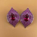 S925 Silver Lab-Created Ruby Earrings - Model ZHF-E1472R - Image 4
