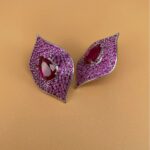 S925 Silver Lab-Created Ruby Earrings - Model ZHF-E1472R - Image 5