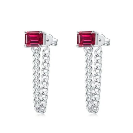 925 Silver Cultured Ruby Earrings ZHF-E1610R