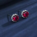 925 Silver Cultured Ruby Earrings ZHF-E1612R - Image 3