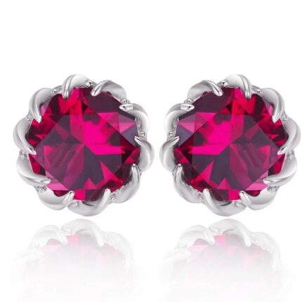 925 Silver Cultured Ruby Earrings ZHF-E1612R