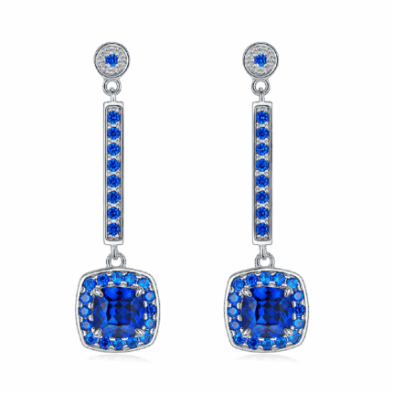 925 Silver Lab-Created Blue Sapphire Earrings - Model ZHF-E1613B