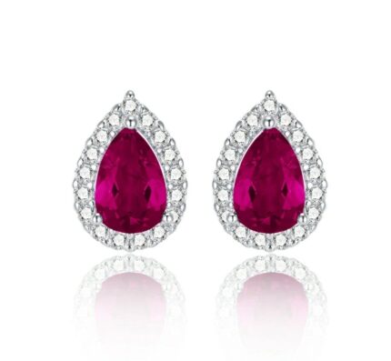 S925 Silver Lab-Created Ruby Earrings - Model ZHF-E1617R