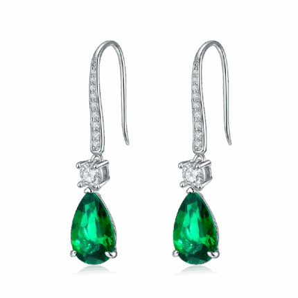 925 Silver Lab-Created Emerald Earrings - Model ZHF-E1621