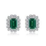 925 Silver Lab-Created Emerald Earrings - Model ZHF-E1628