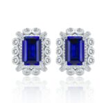 925 Silver Lab-Created Blue Sapphire Earrings - Model ZHF-E1628B