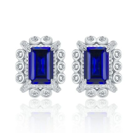 925 Silver Lab-Created Blue Sapphire Earrings - Model ZHF-E1628B