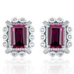 S925 Silver Lab-Created Ruby Earrings - Model ZHF-E1628R