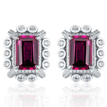 S925 Silver Lab-Created Ruby Earrings - Model ZHF-E1628R