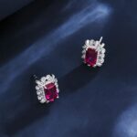 S925 Silver Lab-Created Ruby Earrings - Model ZHF-E1628R - Image 3