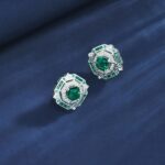 S925 Silver Lab-Created Emerald Earrings - Model ZHF-E1635 - Image 2