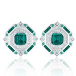 S925 Silver Lab-Created Emerald Earrings - Model ZHF-E1635