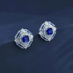 925 Silver Lab-Created Blue Sapphire Earrings - Model ZHF-E1635B - Image 3