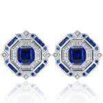 925 Silver Lab-Created Blue Sapphire Earrings - Model ZHF-E1635B