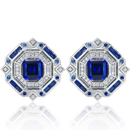 925 Silver Lab-Created Blue Sapphire Earrings - Model ZHF-E1635B