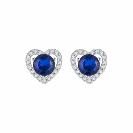 925 Silver Lab-Created Blue Sapphire Earrings - Model ZHF-E1735B
