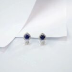 925 Silver Lab-Created Blue Sapphire Earrings - Model ZHF-E1735B - Image 3