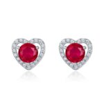 925 Silver Cultured Ruby Earrings ZHF-E1735R