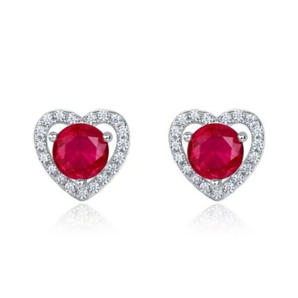 925 Silver Cultured Ruby Earrings ZHF-E1735R