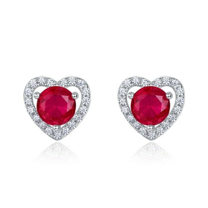 925 Silver Cultured Ruby Earrings ZHF-E1735R - Image 1