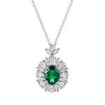 925 Silver Cultured Emerald Necklace ZHFH03
