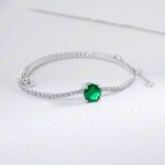 925 Silver Cultured Emerald Bracelet ZHF-L1718L - Image 2