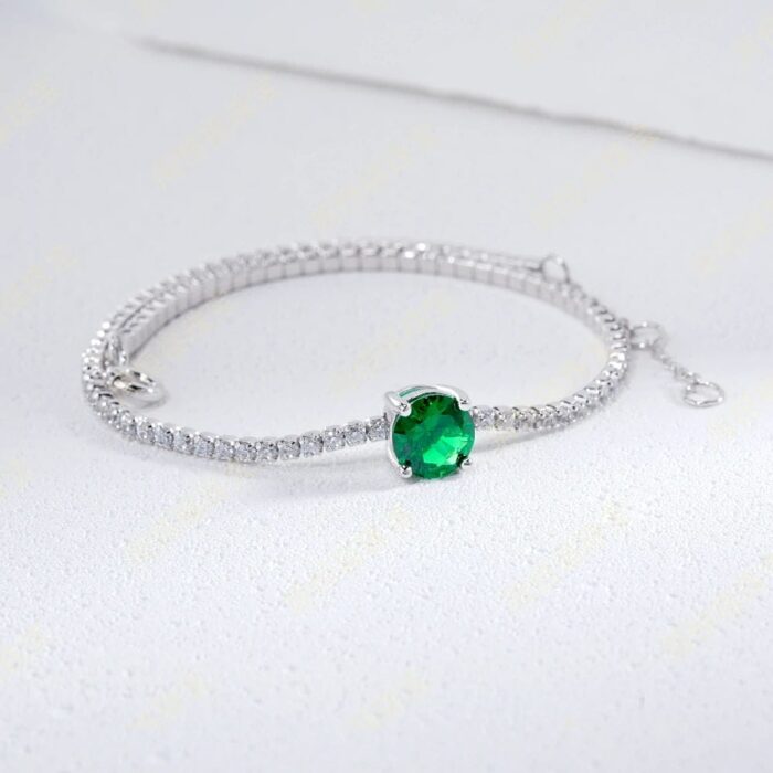 925 Silver Cultured Emerald Bracelet ZHF-L1718L - Image 2