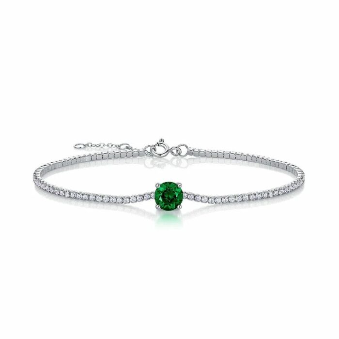 925 Silver Cultured Emerald Bracelet ZHF-L1718L - Image 1