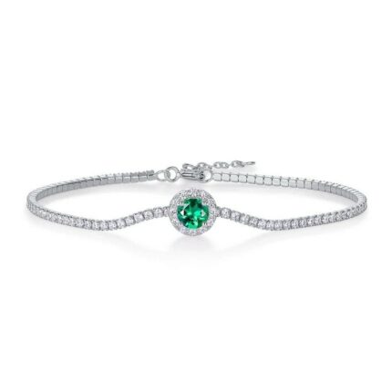 925 Silver Cultured Emerald Bracelet ZHF-L1725