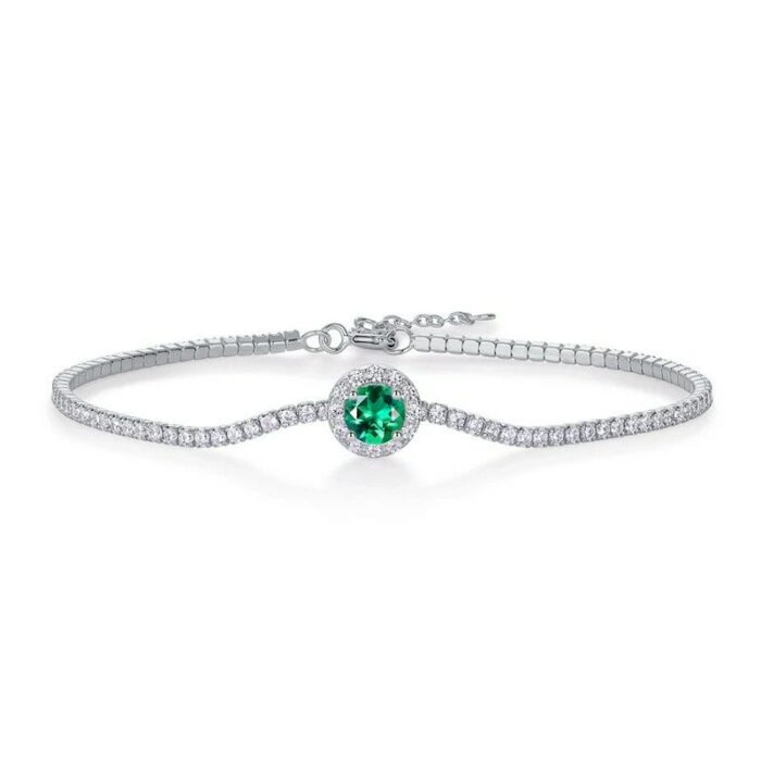 925 Silver Cultured Emerald Bracelet ZHF-L1725 - Image 1