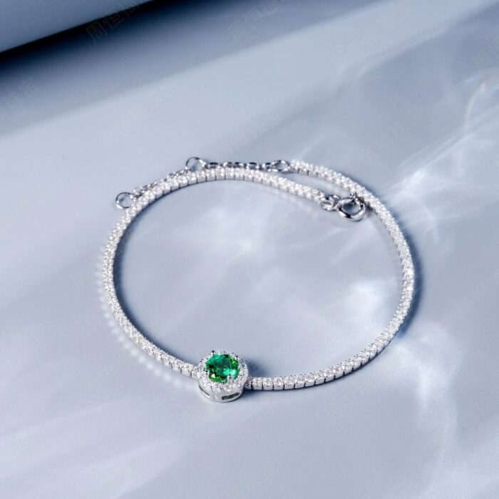 925 Silver Cultured Emerald Bracelet ZHF-L1725 - Image 3