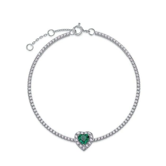 925 Silver Cultured Emerald Bracelet ZHF-L1726 - Image 1