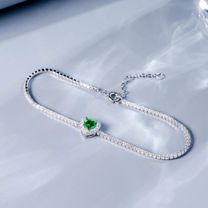 925 Silver Cultured Emerald Bracelet ZHF-L1726 - Image 3