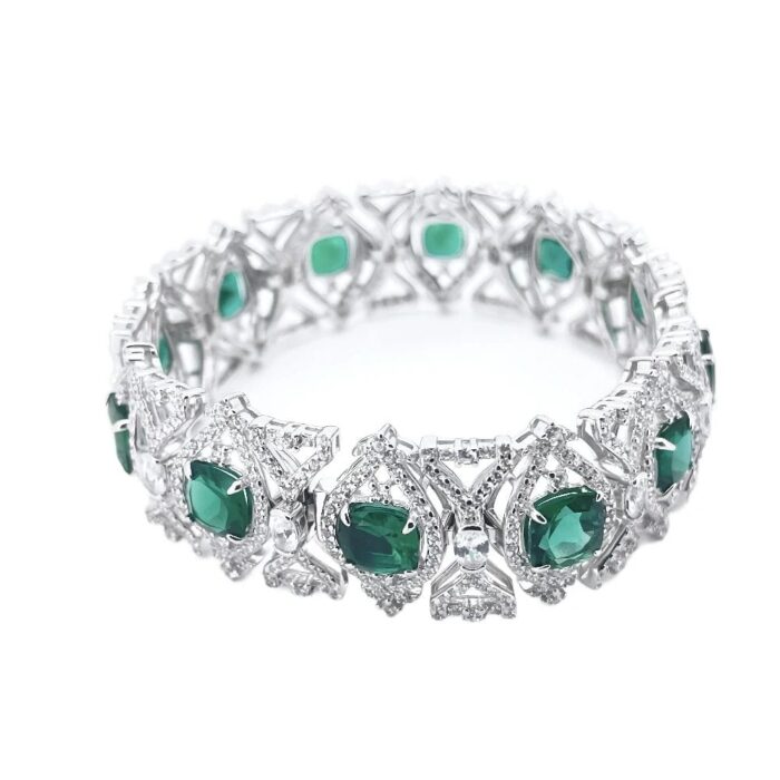 S925 Silver Cultured Emerald Bracelet ZHF-L202077 - Image 1