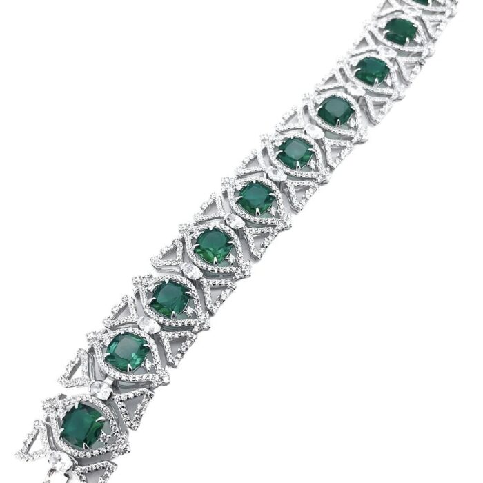 S925 Silver Cultured Emerald Bracelet ZHF-L202077 - Image 2