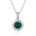 925 Silver Cultured Emerald Necklace ZHF-P00117L