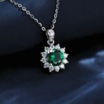 925 Silver Cultured Emerald Necklace ZHF-P00117L - Image 2